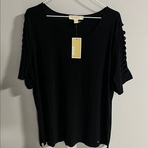 Michael Kors Elegant Black Short Sleeve Top